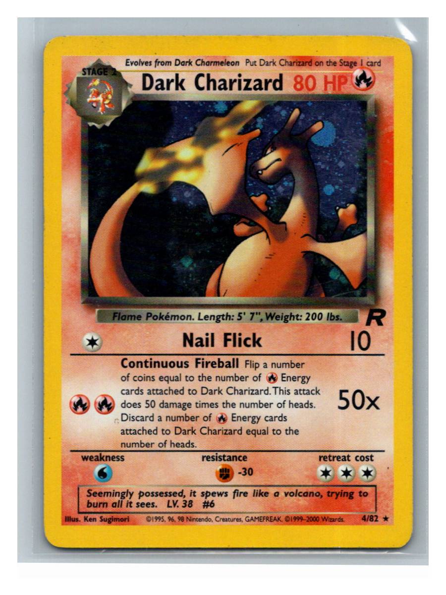 Dark Charizard 4/82 Heavily Played - foto real (frontal)