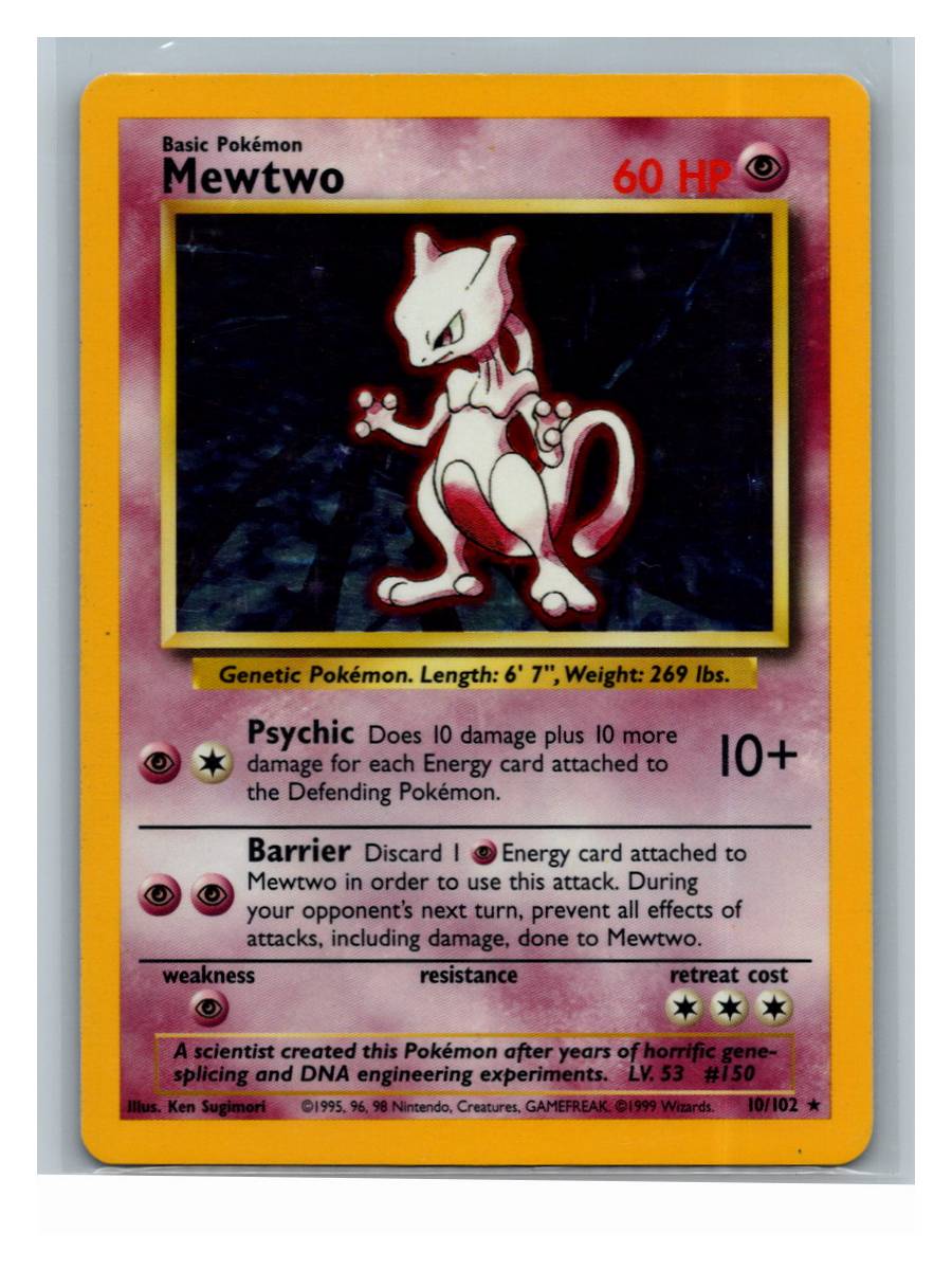 Mewtwo - Base Set (Unlimited) 10/102 Lightly Played (frontal)