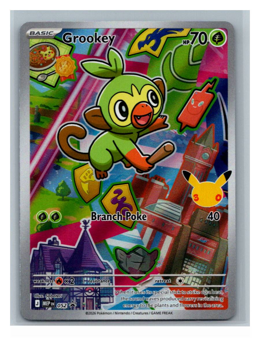 Grookey (promo ilustración especial, sello 30 aniversario) - foto real del ejemplar (frontal)