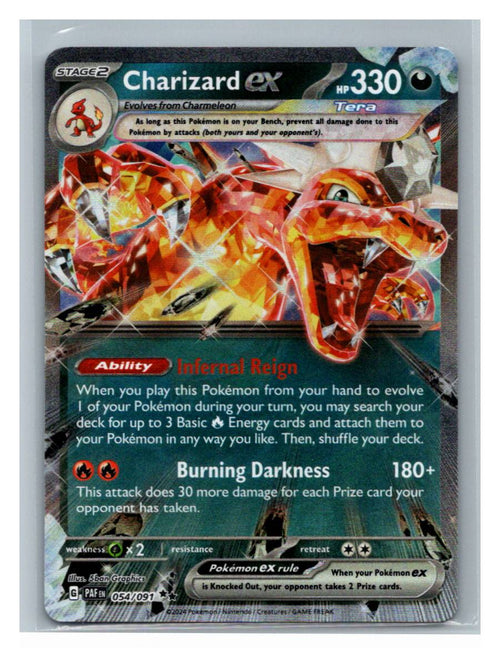 Charizard ex - Paldean Fates (054/091) - foto real del ejemplar (frontal)
