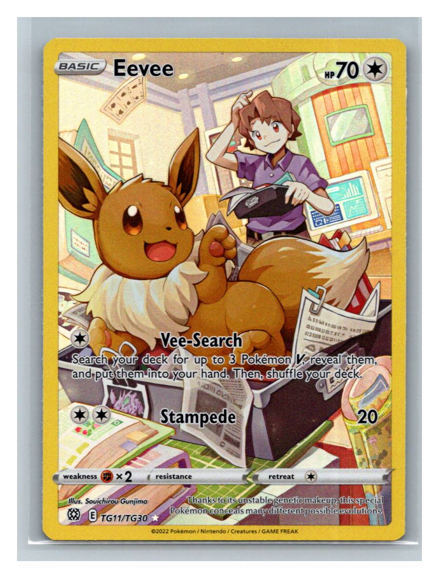 Eevee (Trainer Gallery, con Bill) - foto real del ejemplar (frontal)