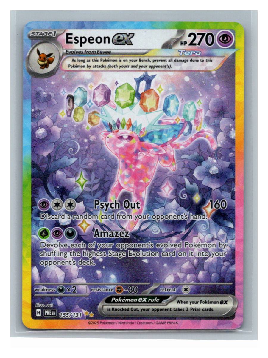 Espeon ex - Prismatic Evolutions (155/131) - foto real del ejemplar (frontal)