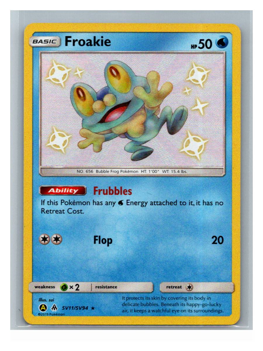 Froakie - Hidden Fates: Shiny Vault (SV11/SV94) - foto real del ejemplar (frontal)