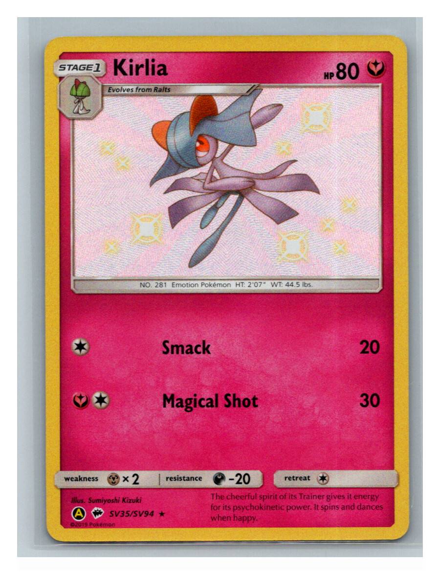 Kirlia - Hidden Fates: Shiny Vault (SV35/SV94) - foto real del ejemplar (frontal)