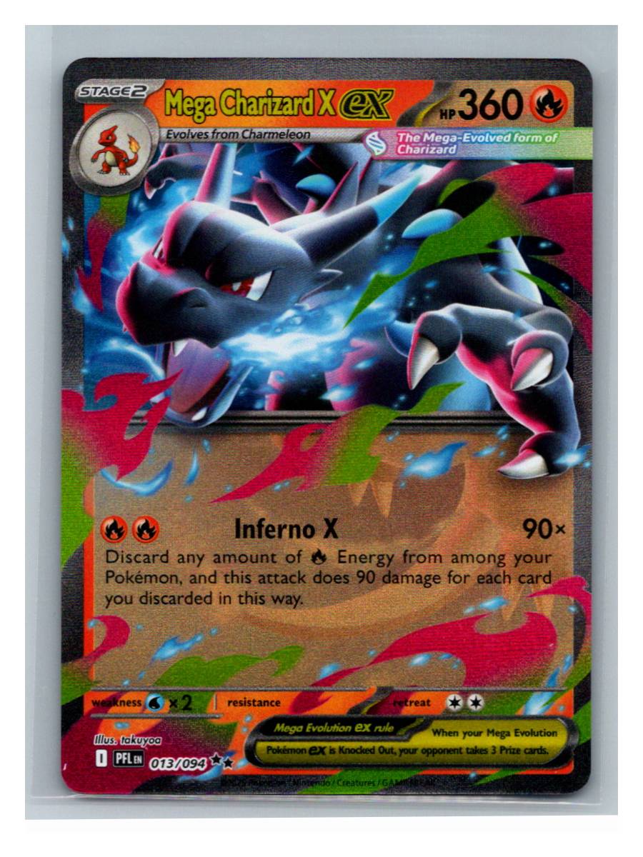 Mega Charizard X ex - foto real del ejemplar (frontal)