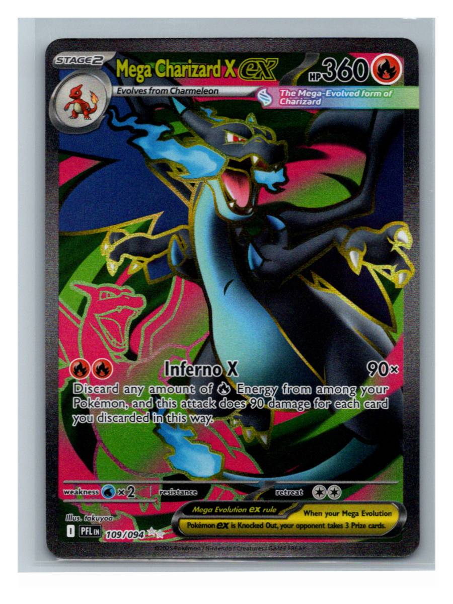 Mega Charizard X ex - foto real del ejemplar (frontal)