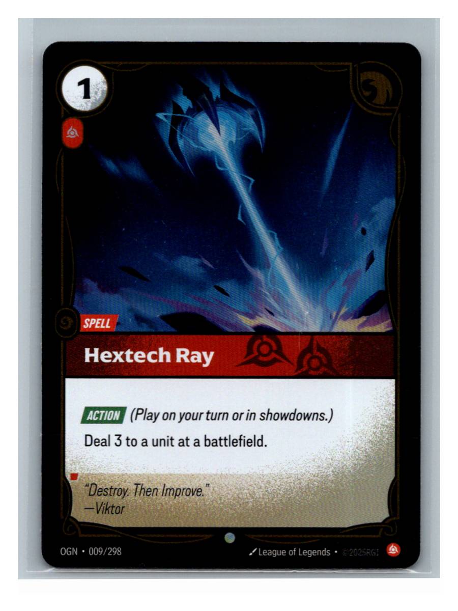 Hextech Ray - Origins (009/298) - foto real del ejemplar (frontal)