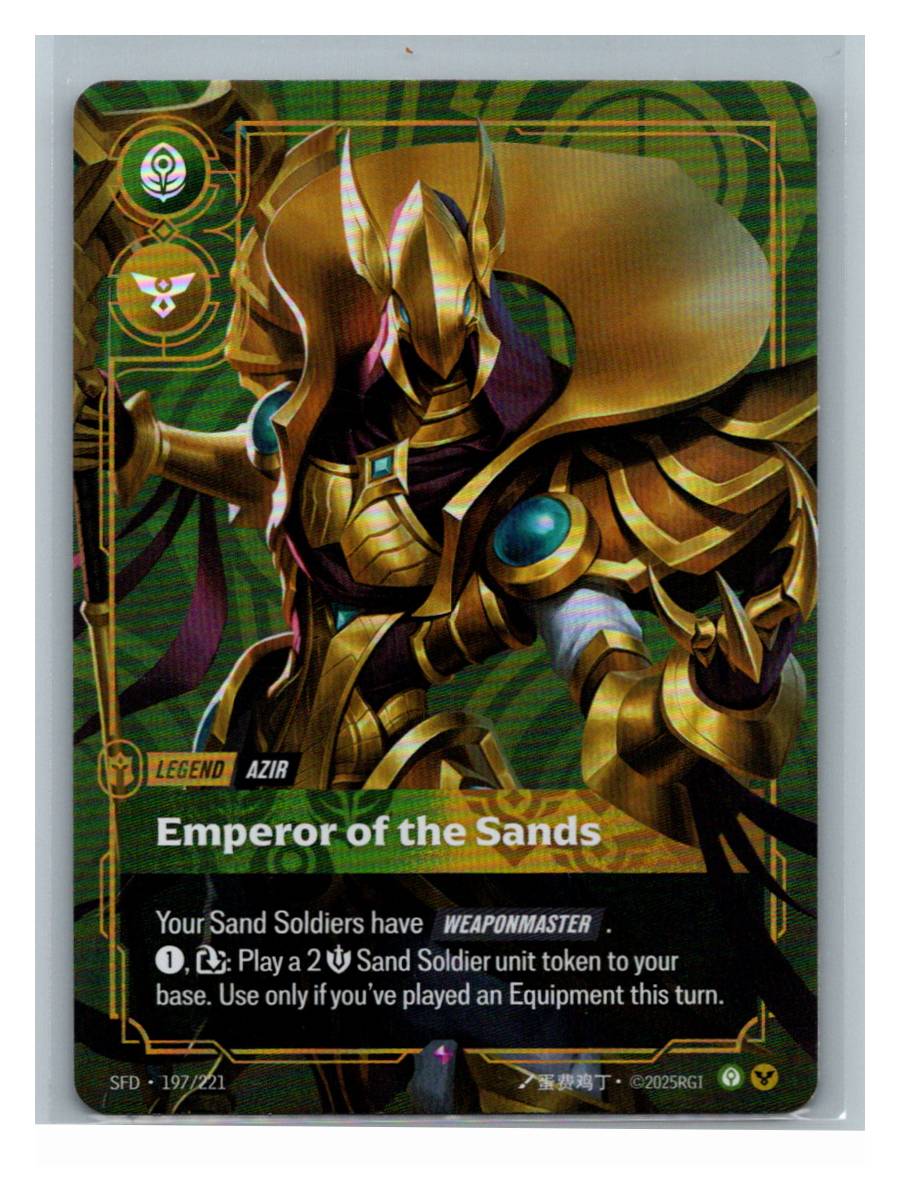 Azir - Emperor of the Sands - Spiritforged (197/221) - foto real del ejemplar (frontal)