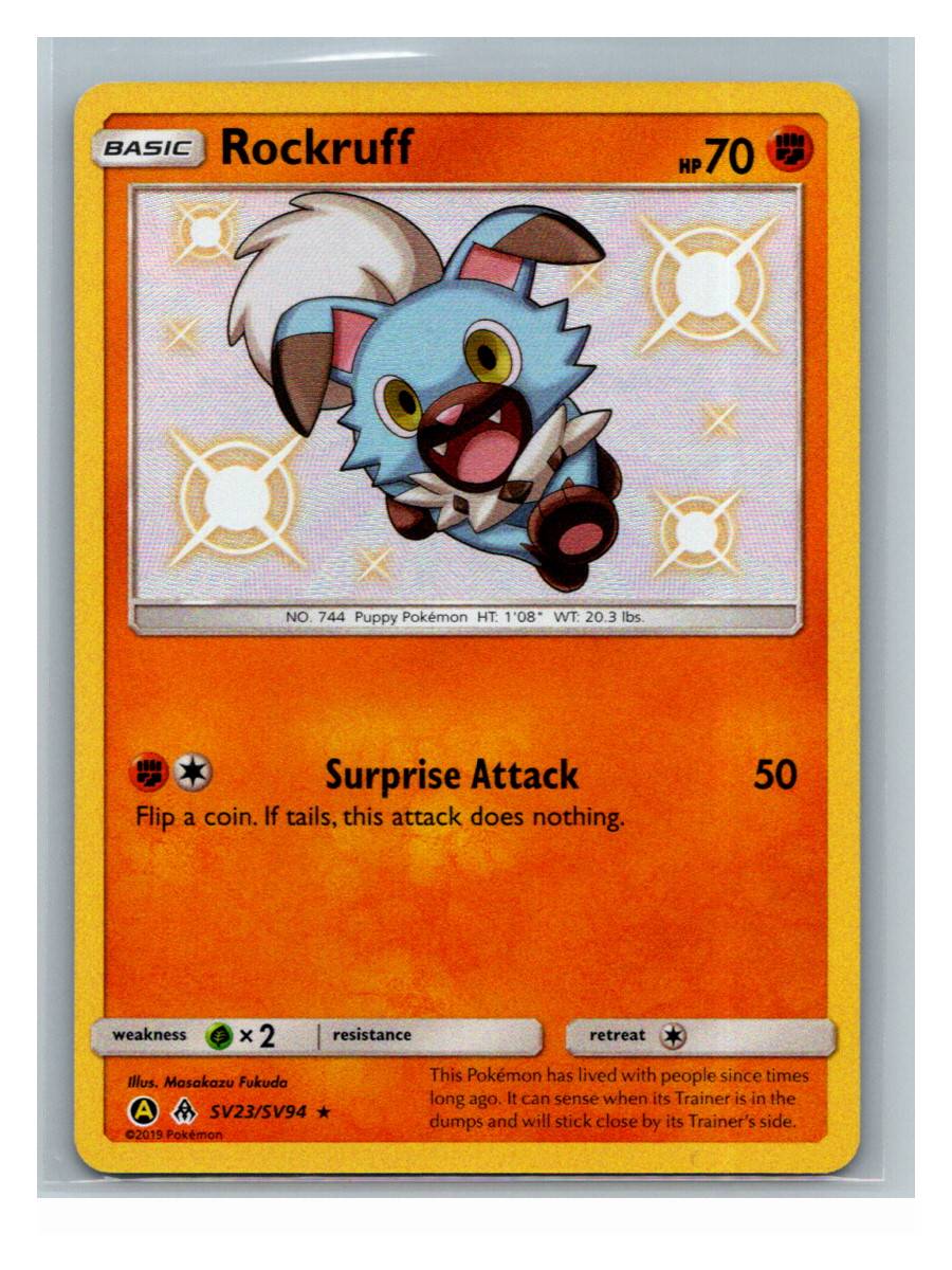 Rockruff - Hidden Fates: Shiny Vault (SV23/SV94) - foto real del ejemplar (frontal)