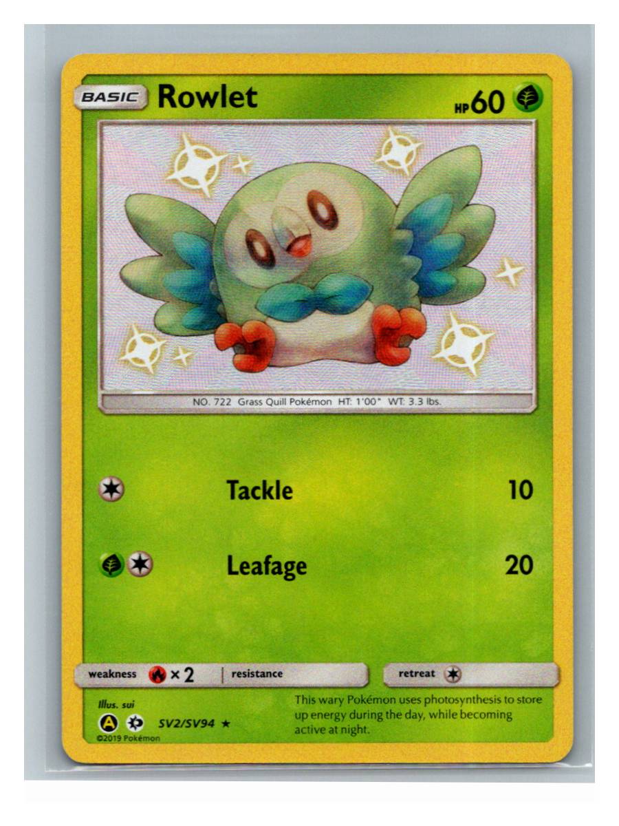 Rowlet - Hidden Fates: Shiny Vault (SV2/SV94) - foto real del ejemplar (frontal)
