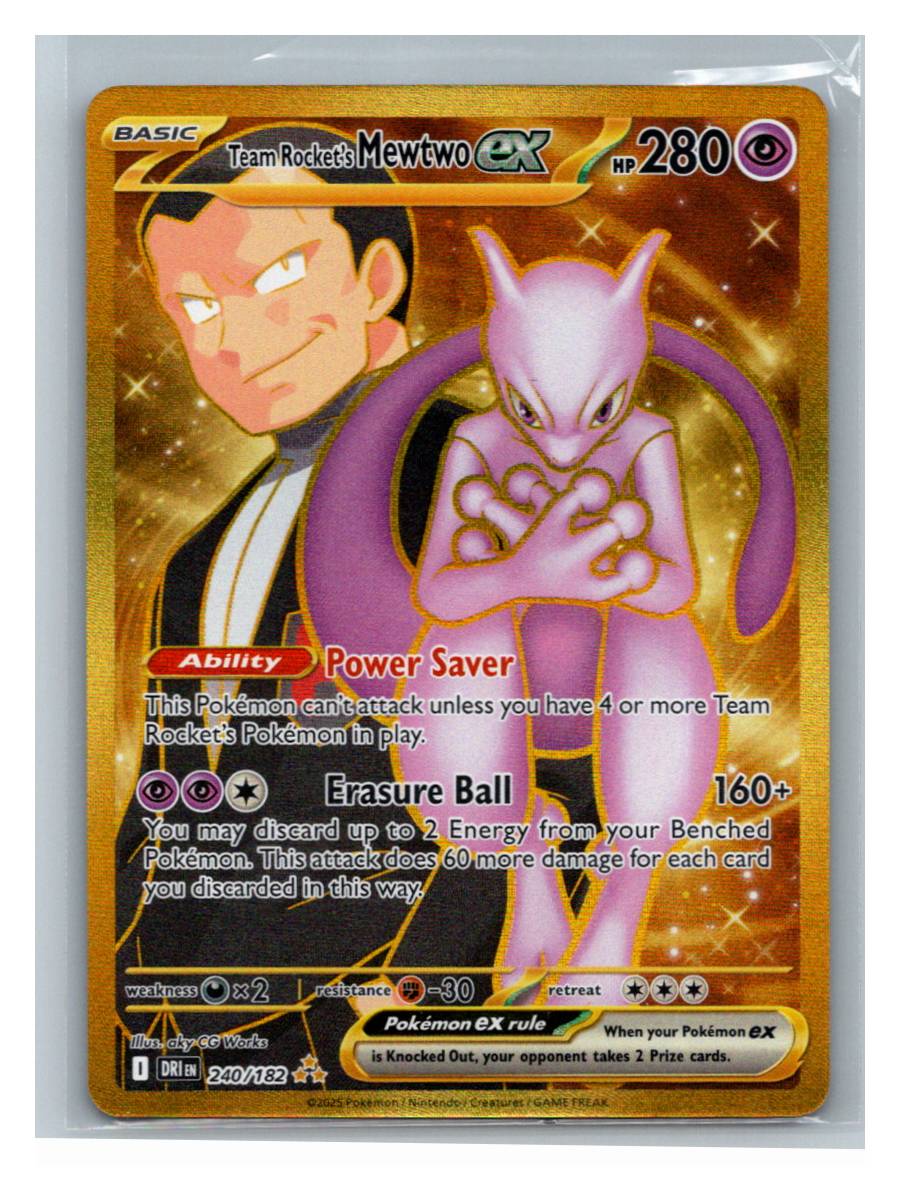 Team Rocket's Mewtwo ex (gold secret rare) - foto real del ejemplar (frontal)