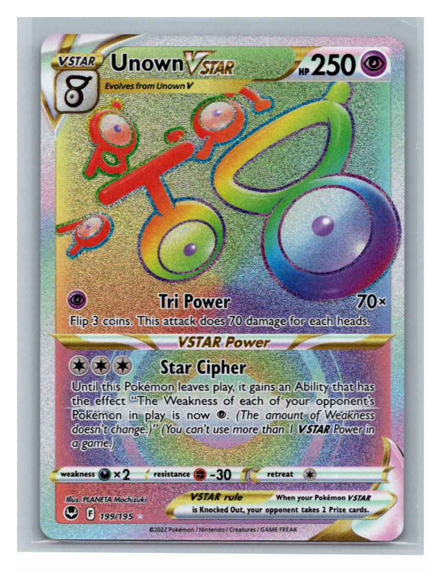 Unown VSTAR (Rainbow) - foto real del ejemplar (frontal)