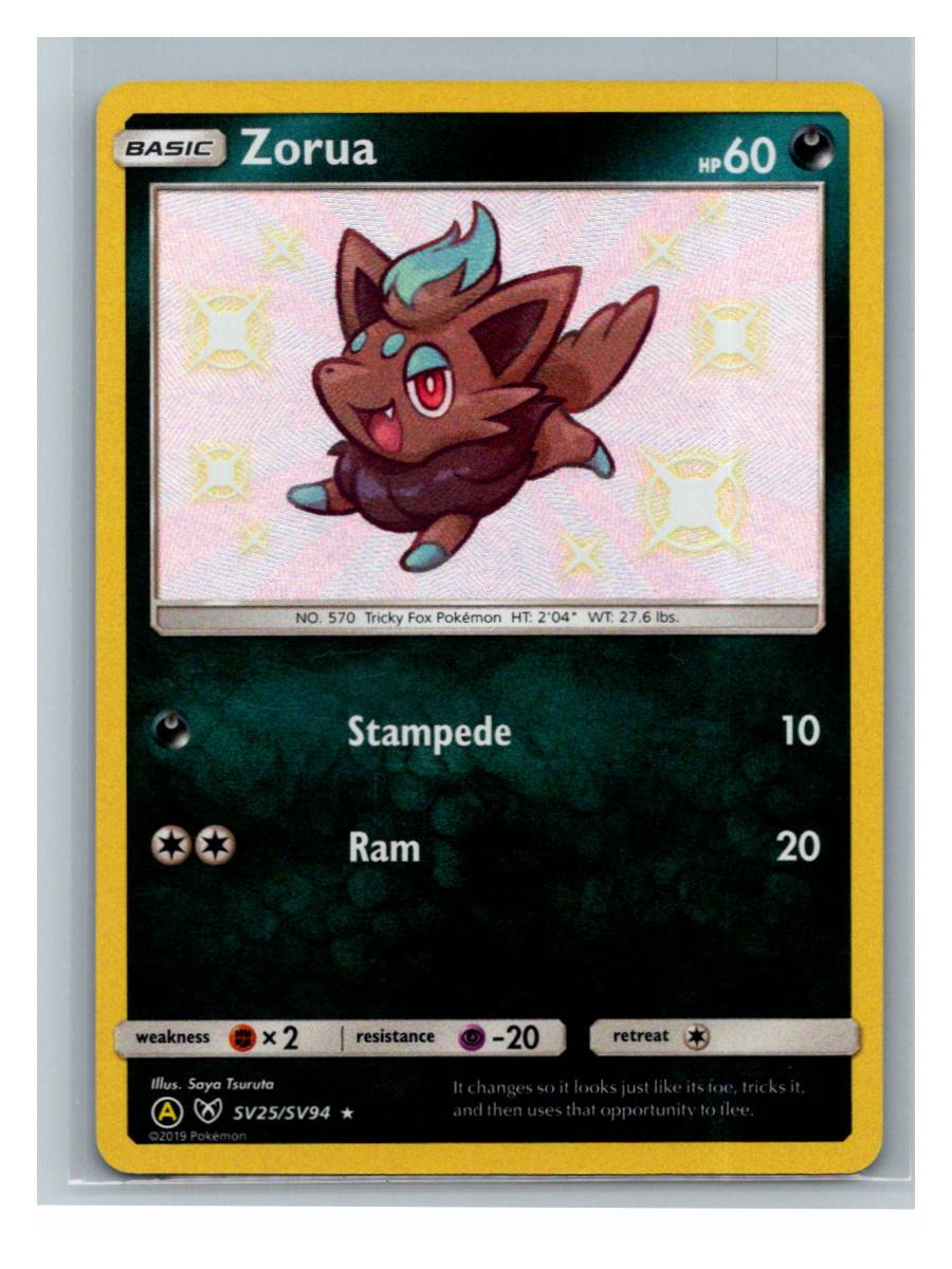Zorua - Hidden Fates: Shiny Vault (SV25/SV94) - foto real del ejemplar (frontal)