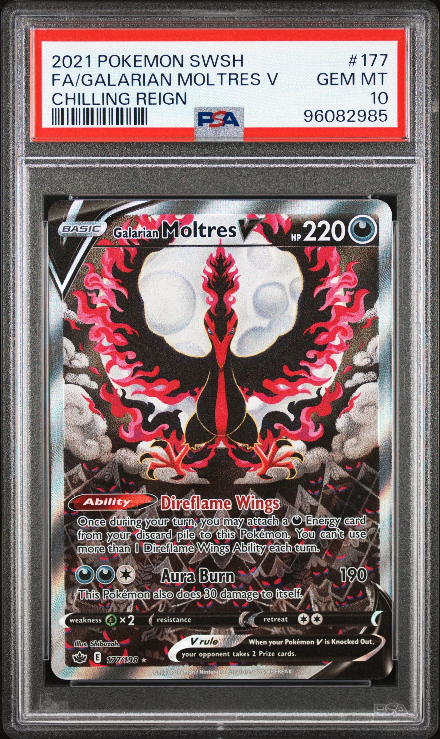 Galarian Moltres V (Alternate Full Art) - Chilling Reign (177/198) [Slab] - Frontal