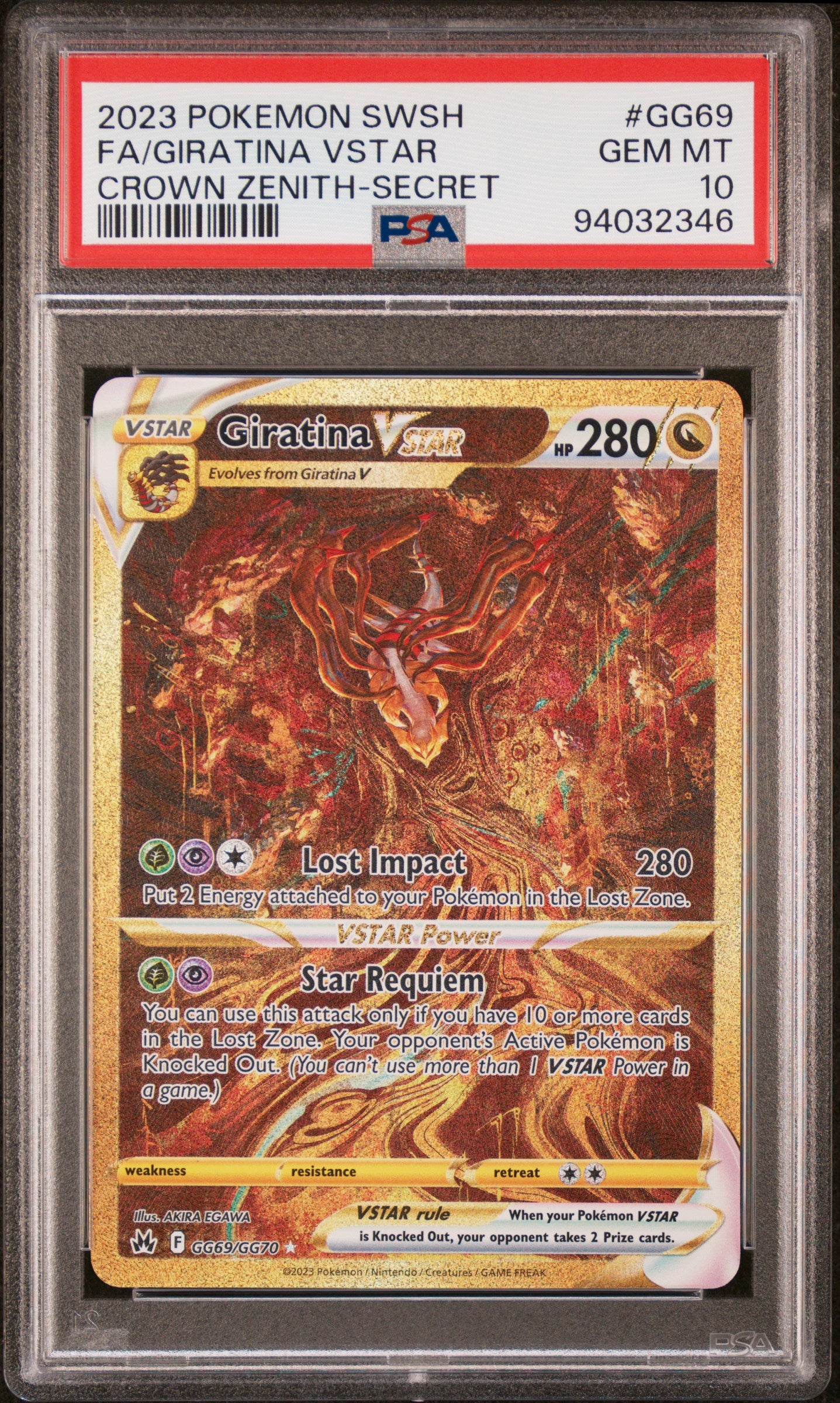 Giratina VSTAR (Secret) - Crown Zenith: Galarian Gallery (GG69/GG70) [Slab] - Frontal