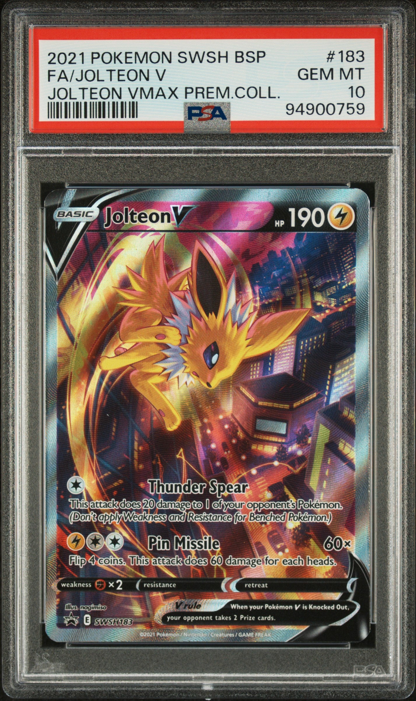 Jolteon V - Sword & Shield Promo (SWSH183) [Slab] - Frontal