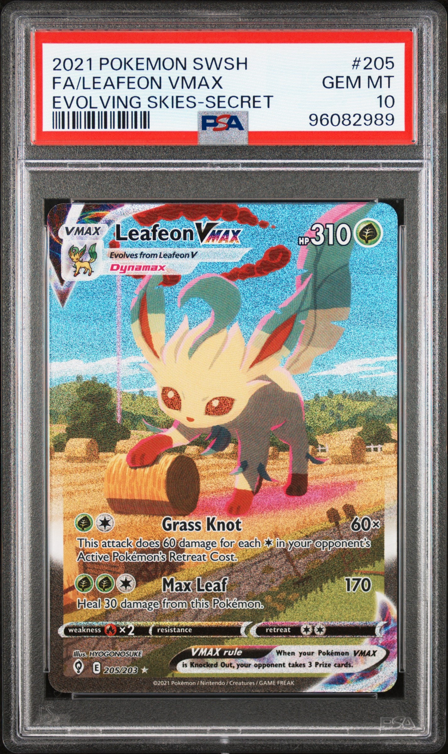 Leafeon VMAX (Alternate Art Secret) - Evolving Skies (205/203) [Slab] - Frontal
