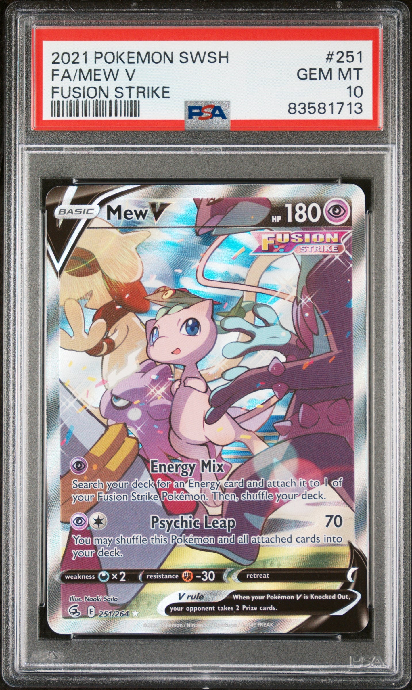 Mew V (Alternate Full Art) - Fusion Strike (251/264) [Slab] - Frontal
