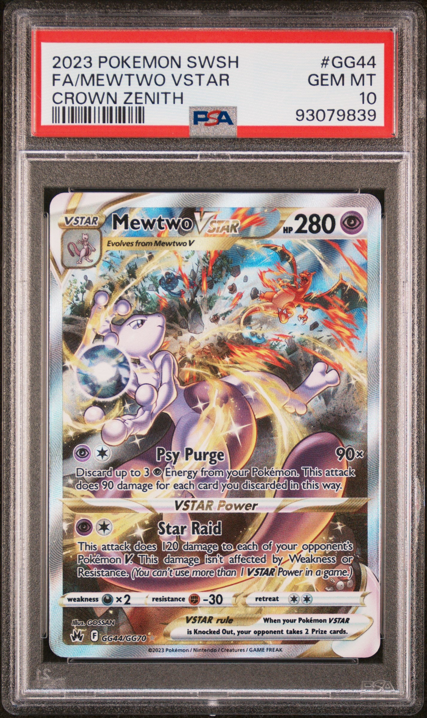 Mewtwo VSTAR - Crown Zenith: Galarian Gallery (GG44/GG70) [Slab] - Frontal