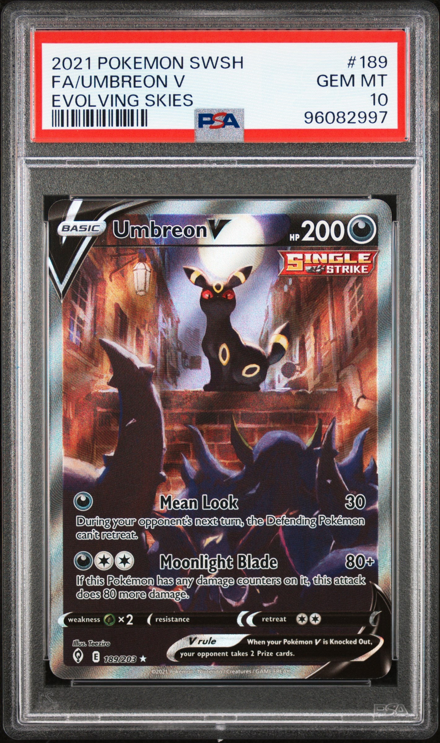 Umbreon V (Alternate Full Art) - Evolving Skies (189/203) [Slab] - Frontal