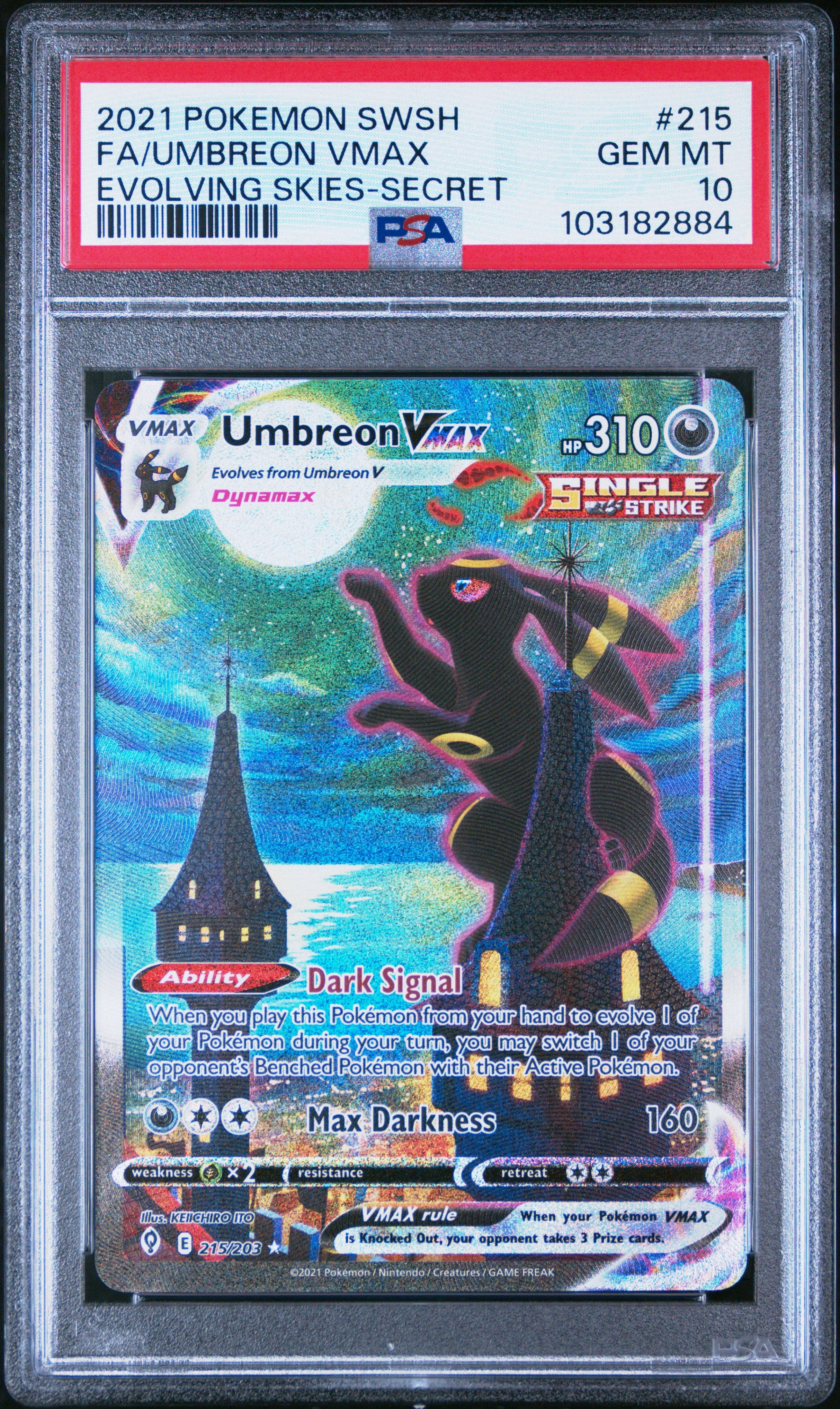 Umbreon VMAX (Alternate Art Secret) - Evolving Skies (215/203) [Slab] - Frontal