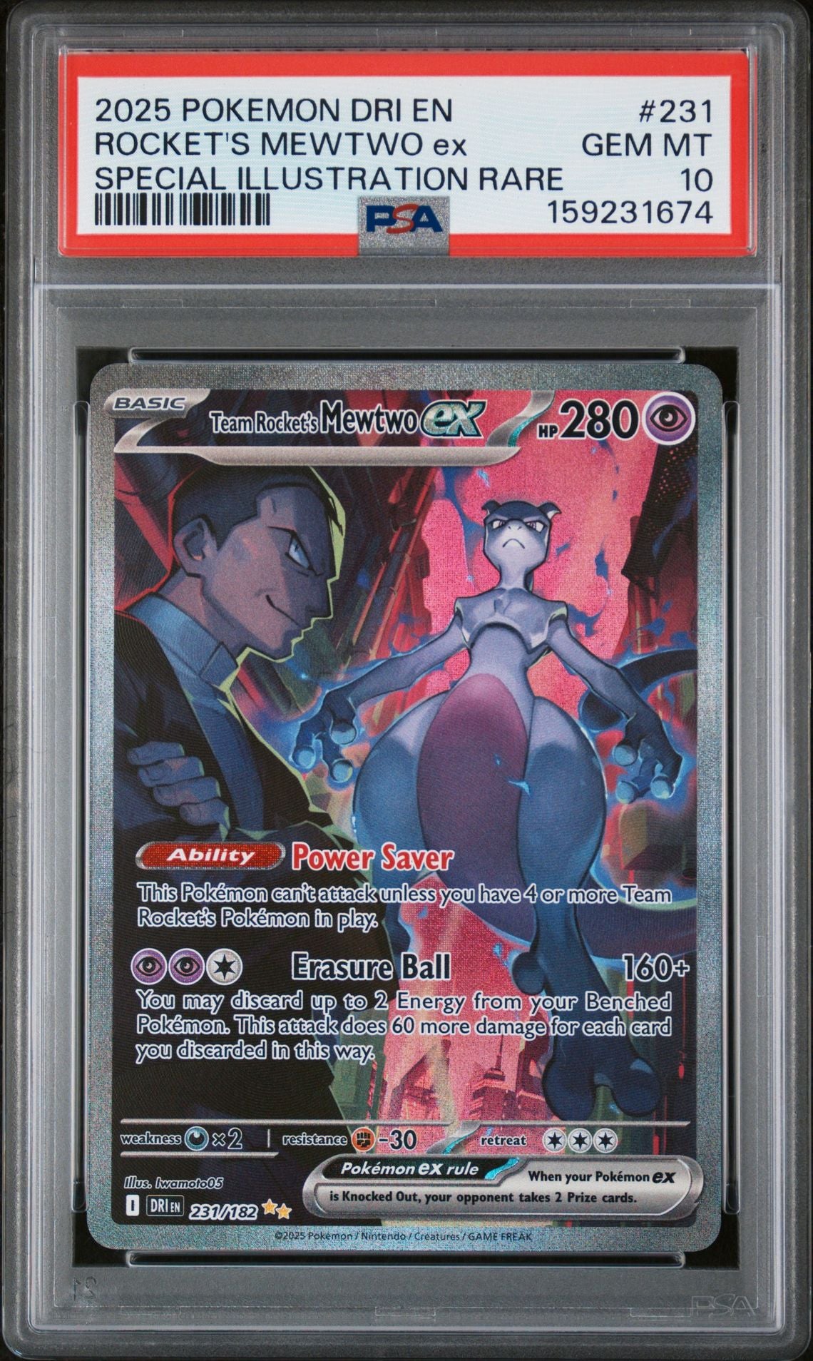 Team Rocket's Mewtwo ex - Destined Rivals PSA 10 GEM MINT (frontal)