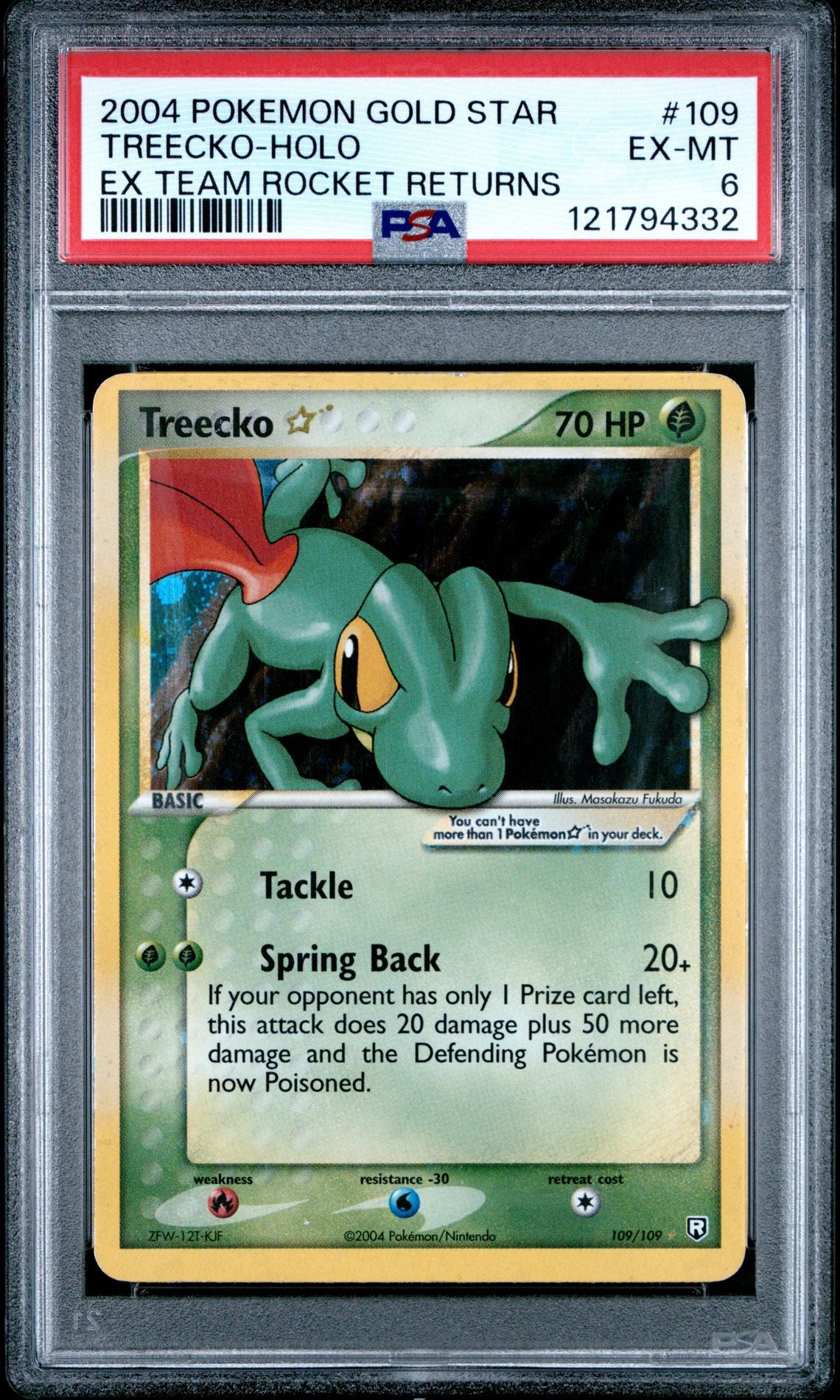 Treecko Gold Star - EX Team Rocket Returns PSA 6 (frontal)